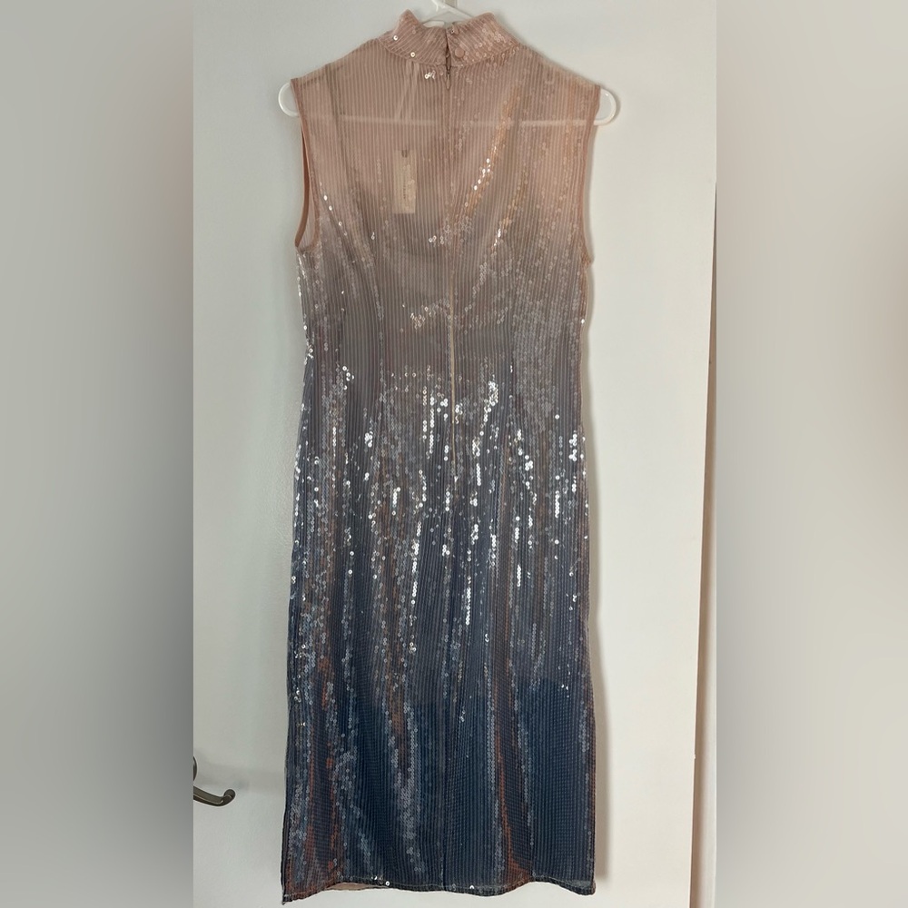 Anthropologie NWT Ombre Sequin Mock Neck Slim Midi Dress Size 2 - Picture 4 of 15